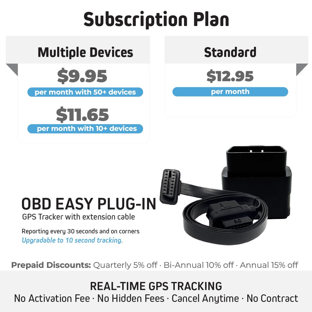 Optimus Plug-in GPS Tracker for Cars - Easy Installation - Harsh Driving Alerts - Reporting History and More - Extension Cable Included