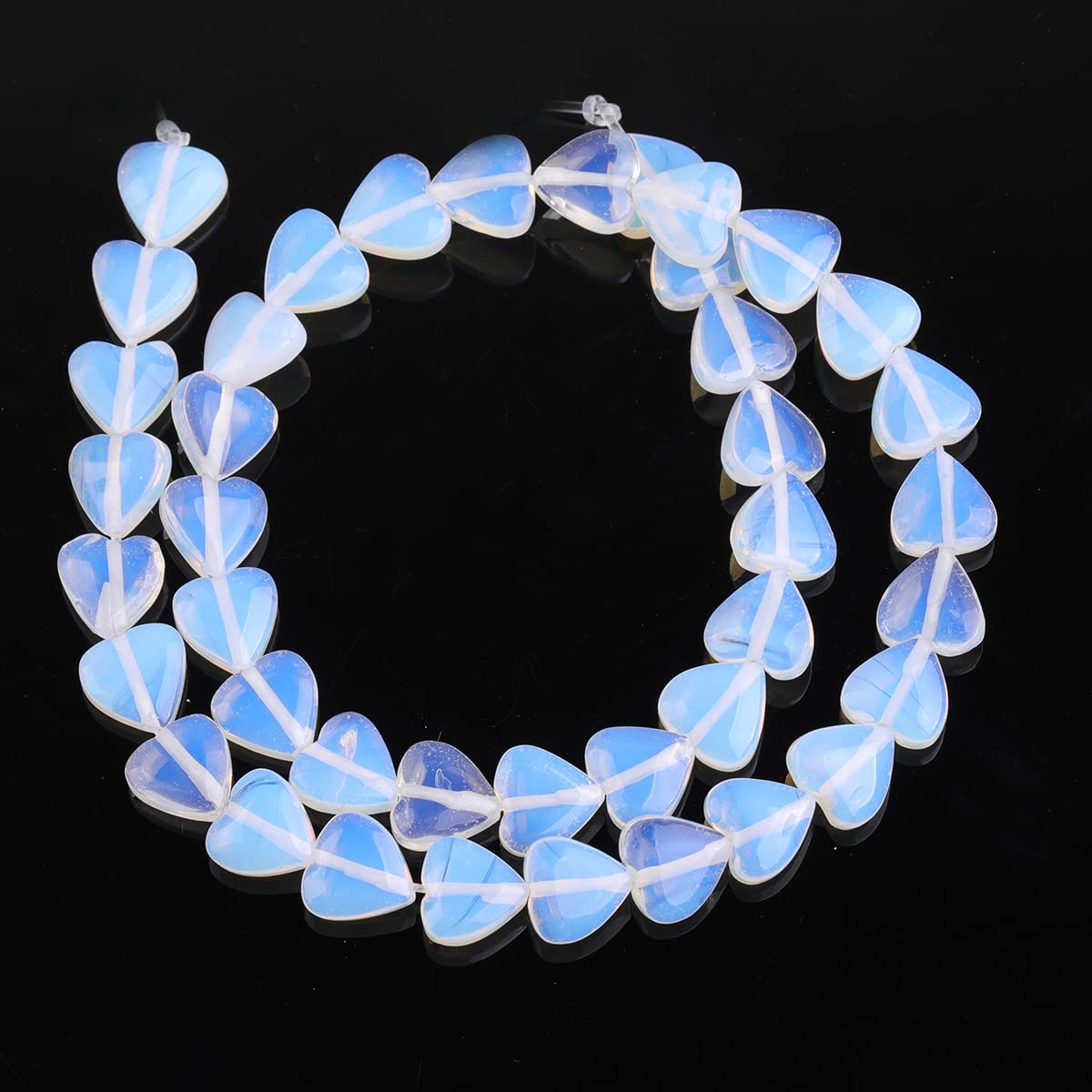GEM-Inside 10mm Heart Charms White Cream Opalite Beads for Jewelry Making Full 15" Strand Power Energy Healing Chakra Stone Beads