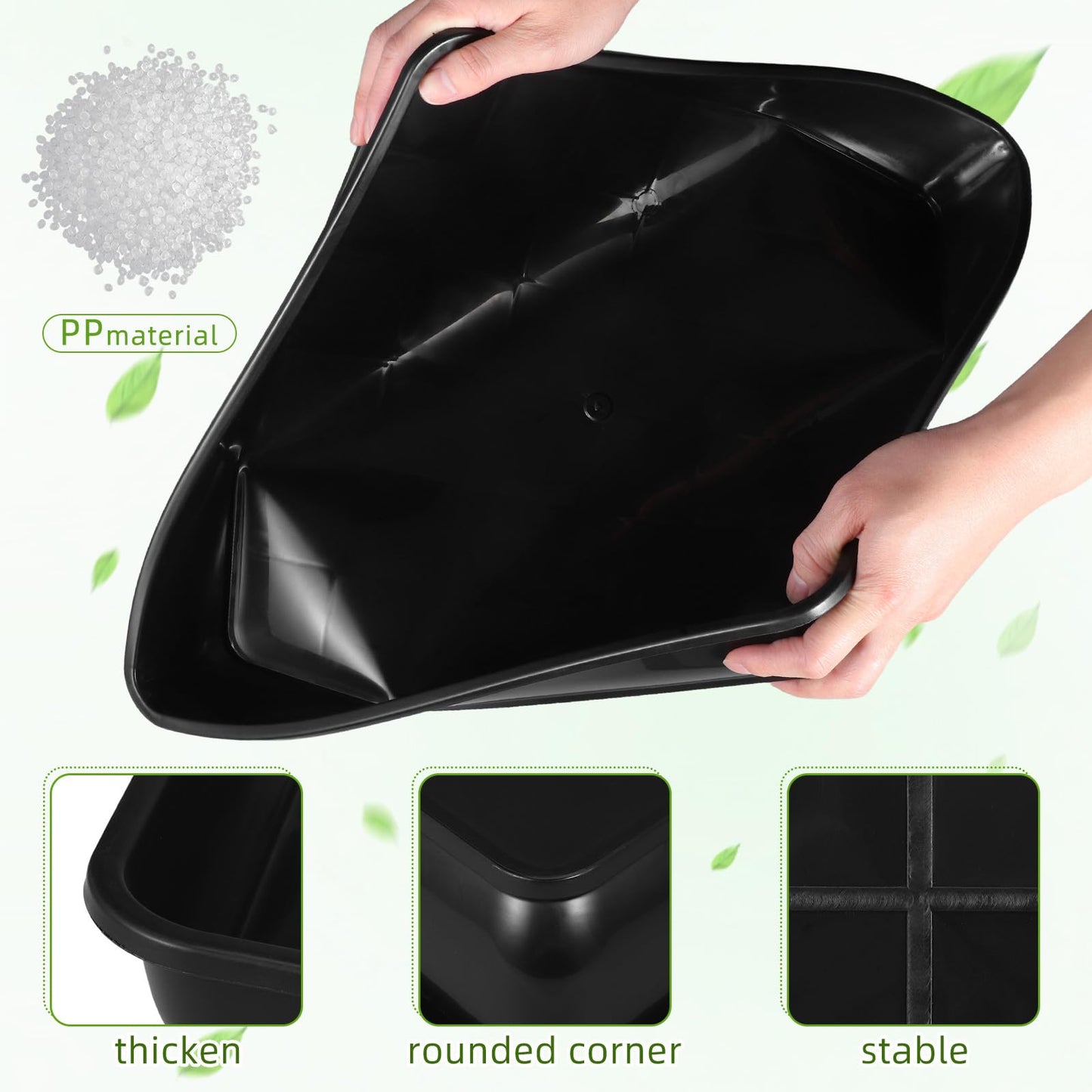 DOITOOL 16 Inch Square Plant Saucer Tray for Flower Pots Plastic Planter Drip Tray Holder Indoor and Outdoor Pot Drainage Saucer 2 Pack