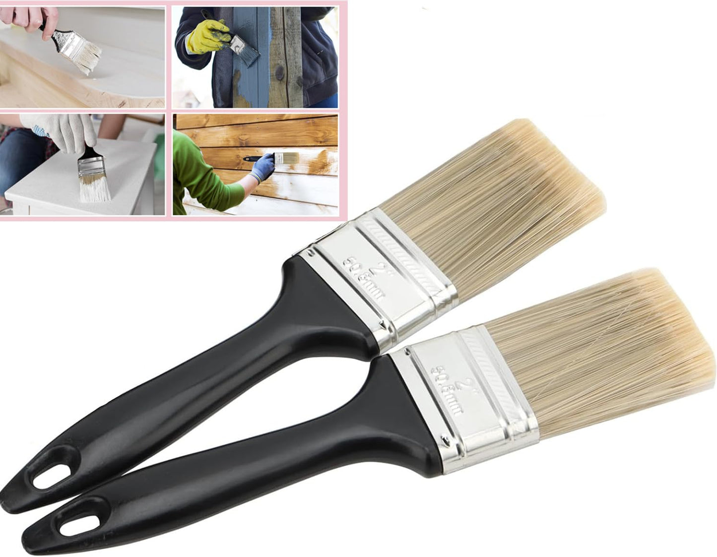 Nalegtocw 22 Pieces 2 Inch Paint Brush,Flat Paint Brushes Professional Paint Tools with Treated Plastic Handle for DIY Paint,Furniture,Deck,and Wall Trim