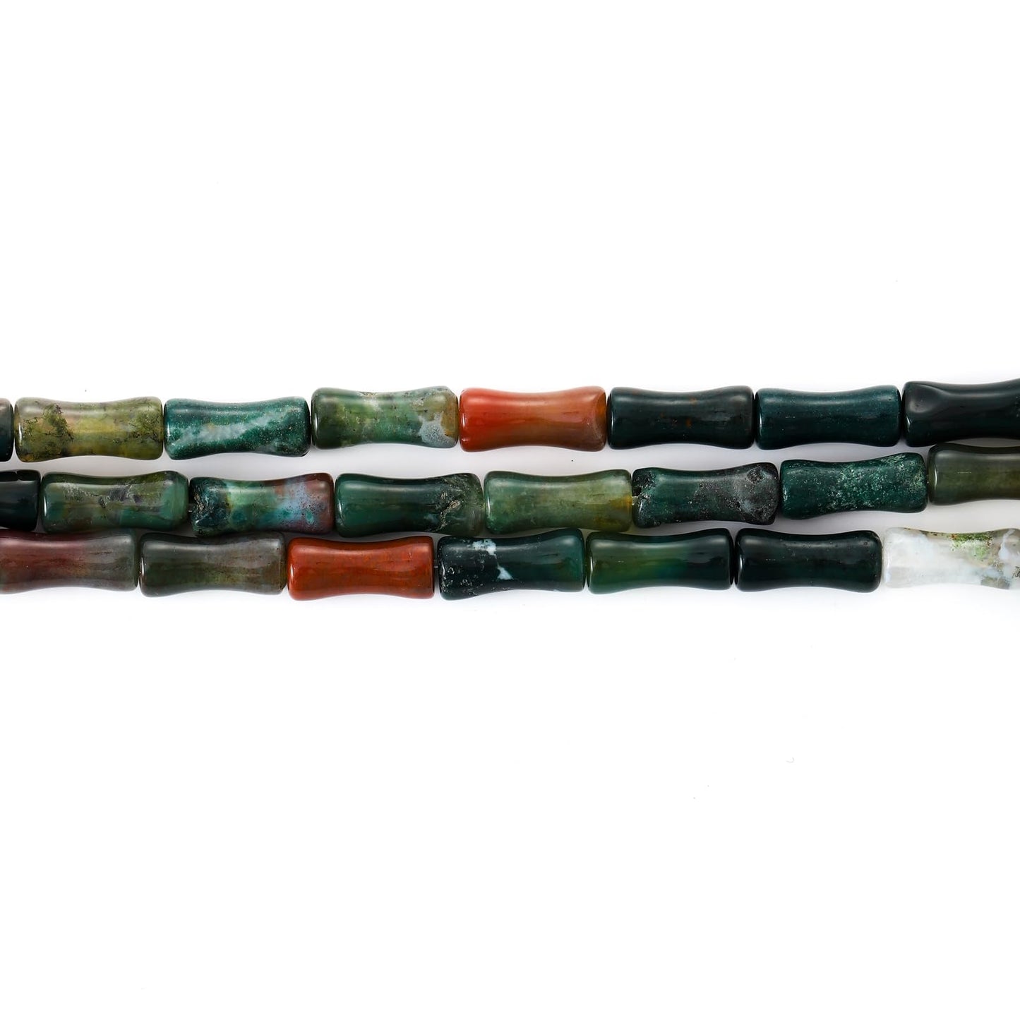 5x12mm Natural Indian Agate Stone Bamboo Shape Gem Healing Energy Loose Spacer Beads for DIY Necklace Bracelet Earring