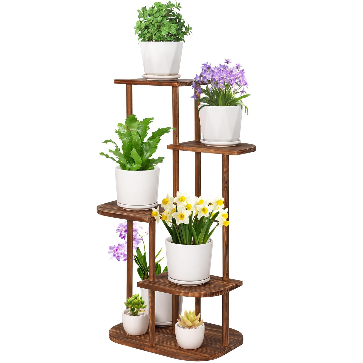 Jotsport 5 Tier Wood Plant Stand for Multiple Plants Indoor Plant Shelf Multi-Tier Flower Pot Holder Corner Display Rack
