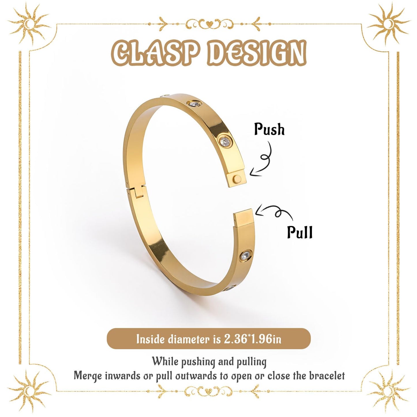 18K White Gold Plated Clover Bracelet Bangle Set, 4pcs Stackable Four Leaf Gold Bracelet Set for Wife Mom Girlfriend