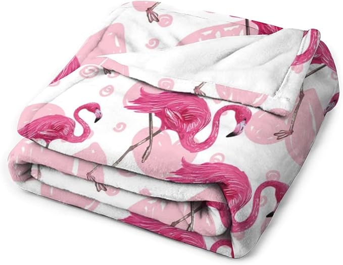 Flamingo Blanket Gifts - 60 x 80 Inches Cute Flamingo Throw for Women - Light Pink Flurry Soft Plush Blankets for Living Room