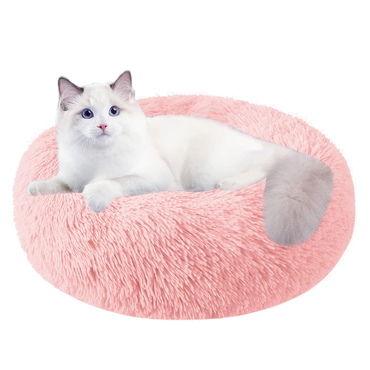 Dog Bed for Small Medium Large Dogs Cats, 20 inch Calming Washable-Round Cozy Soft Pet Bed for Puppy and Kitten with Slip-Resistant Bottom