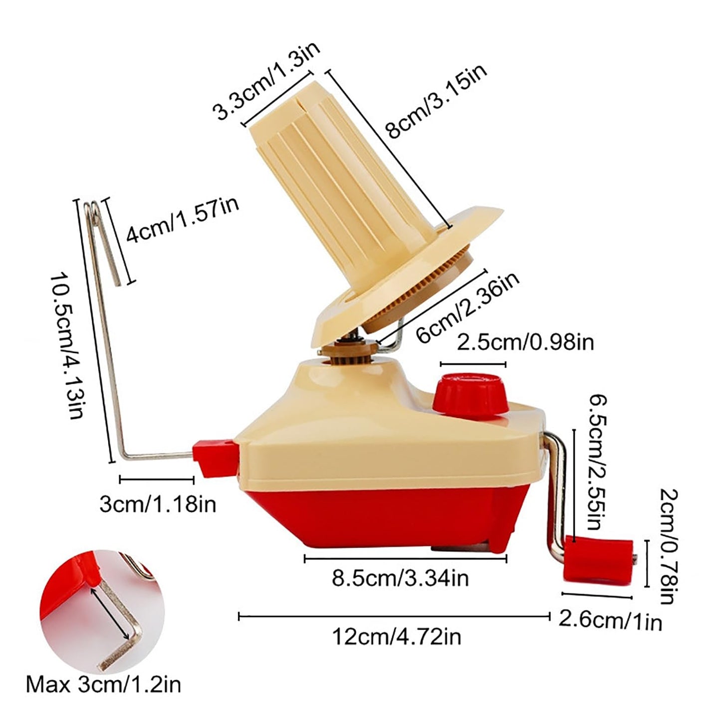 Ball Winder, Convenient Yarn Winder, Ball Winder Suit for Yarn Swift with Easy Installation, 1 Scissor + 20 Gauge Knitting Needles + 4 Sizes of Pom Pom Makers (26)