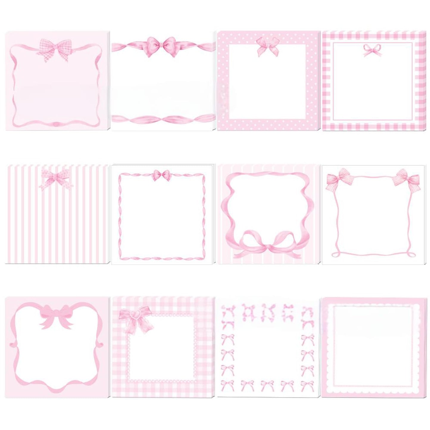 Cute Sticky Notes 3x3 Pink Bow Sticky Note Pads Aesthetic Coquette Bows Note Pad Self-Stick Ribbon Bowknot Stickey Notes Memo Pad Stationery Study School Essentials Desk Office Teacher Supplies