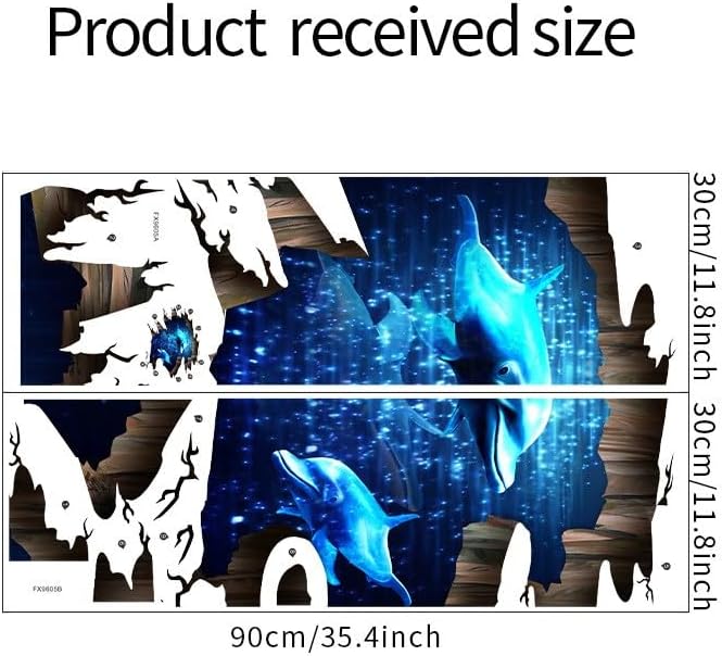 Quanhaigou 3D Wall Decals Stickers Wall Murals Wallpaper Decor for Home Floor Living Room (Blue Dolphin)