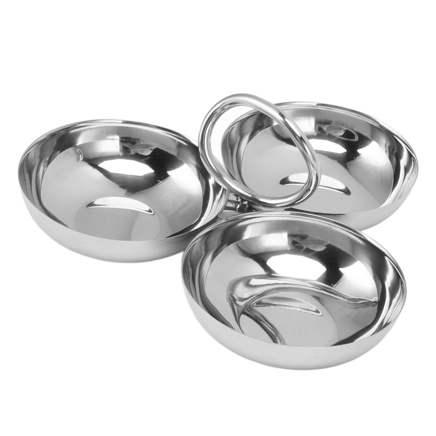 Fdit Snack Bowl Fruit Plate, 3 in 1 Portable 304 Stainless Steel Snack Plate for Candy for Home for Barbecue for Fruit (12)