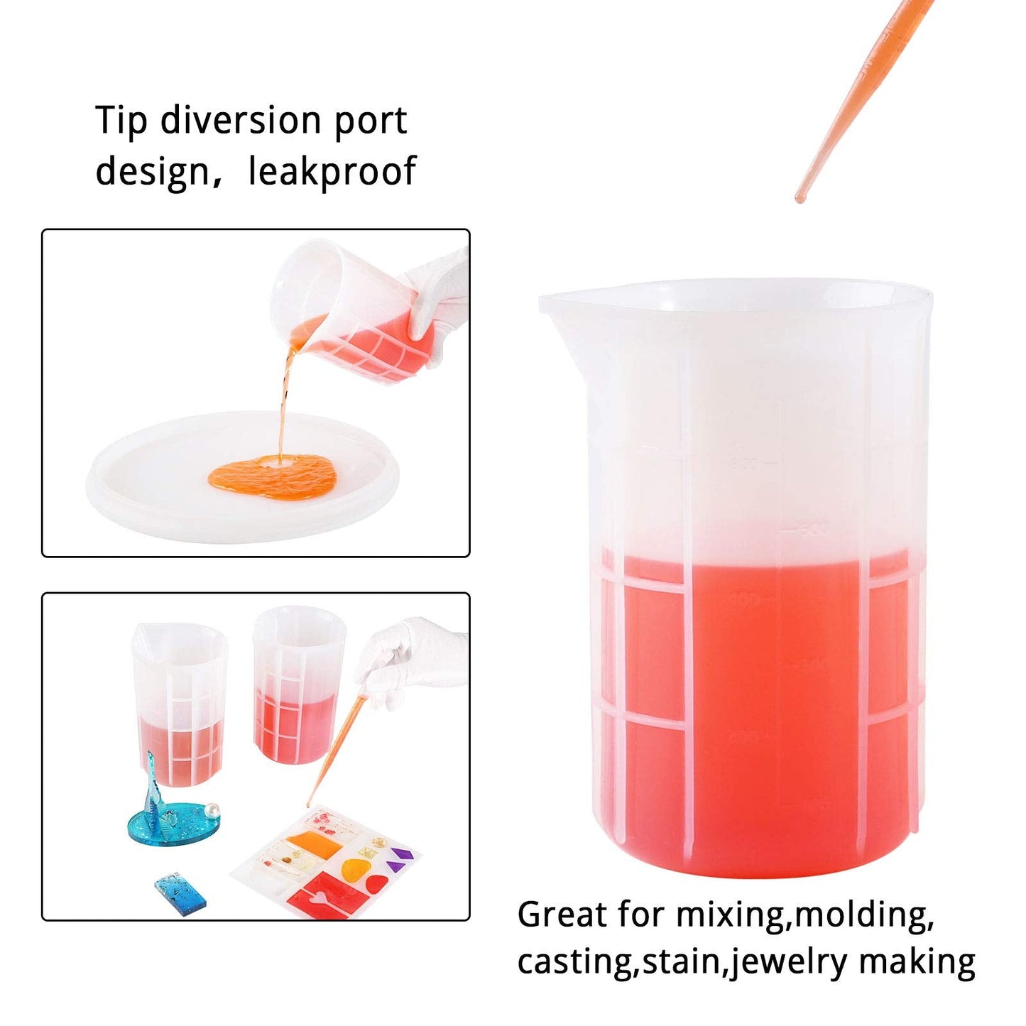 Gartful 700ml Extra Large Silicone Measuring Cups, Resin Mixing Cups for Epoxy, Jewelry Casting Molds, Acrylic Paint Pouring, Nonstick Reusable Craft Measuring Cups, 23 oz, Set of 2