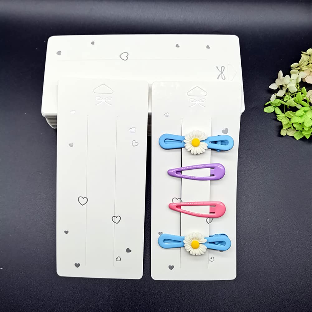 UUYYEO 100 Pcs Hair Clip Display Cards Hair Bow Holder Cards Rectangular Paper Cardboard for Hair Accessories Display and Organizing