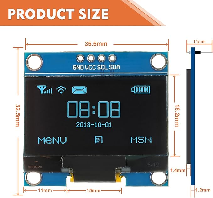 JAMHER 1.3 Inch I2C IIC OLED Display Module 128x64 Pixel Mini Self-Luminous Display Screen Board for Arduino Projects Raspberry Pi with Wire(1Pack Blue)