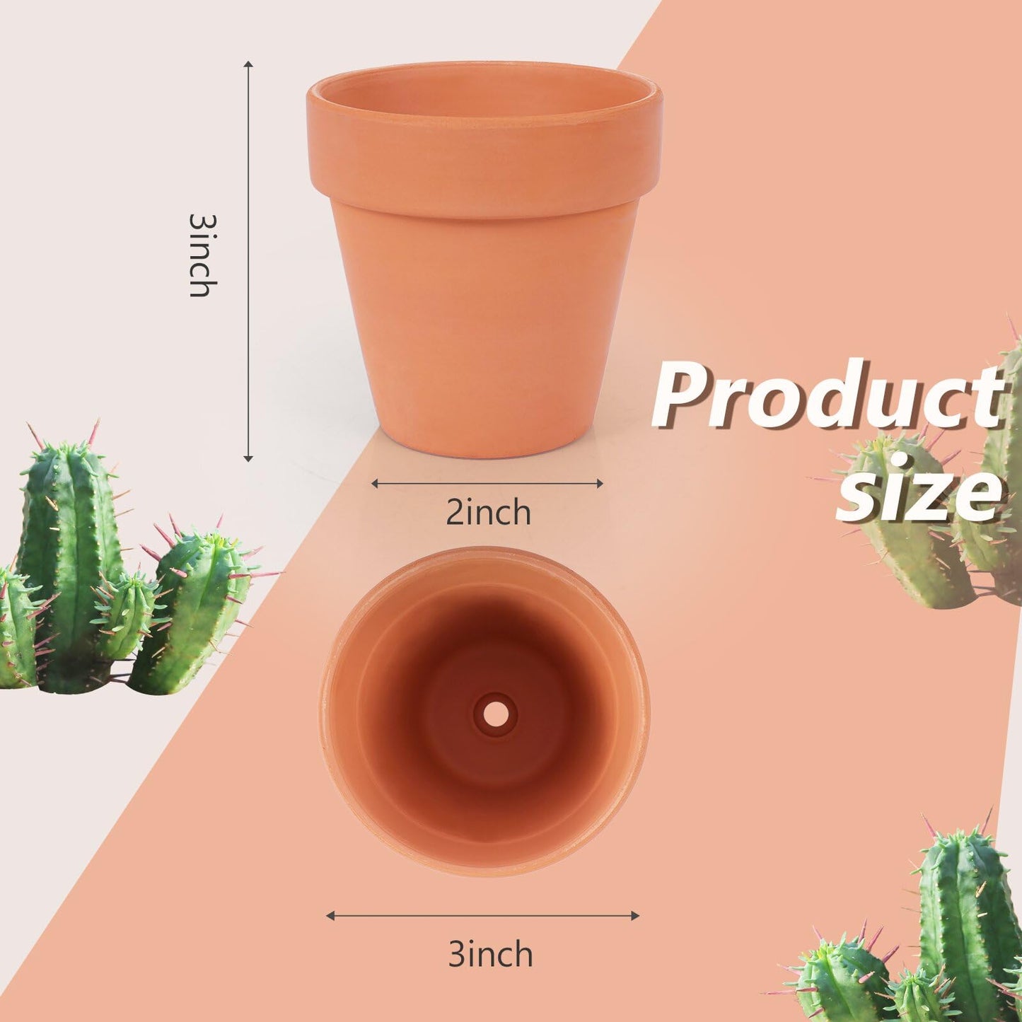 CUZZME 26 Pack Terra Cotta, 3inch Small Clay Flowerpots with Drainage Hole, Terracotta Pot for Indoor Outdoor Plant, Great for Plants, DIY Crafts