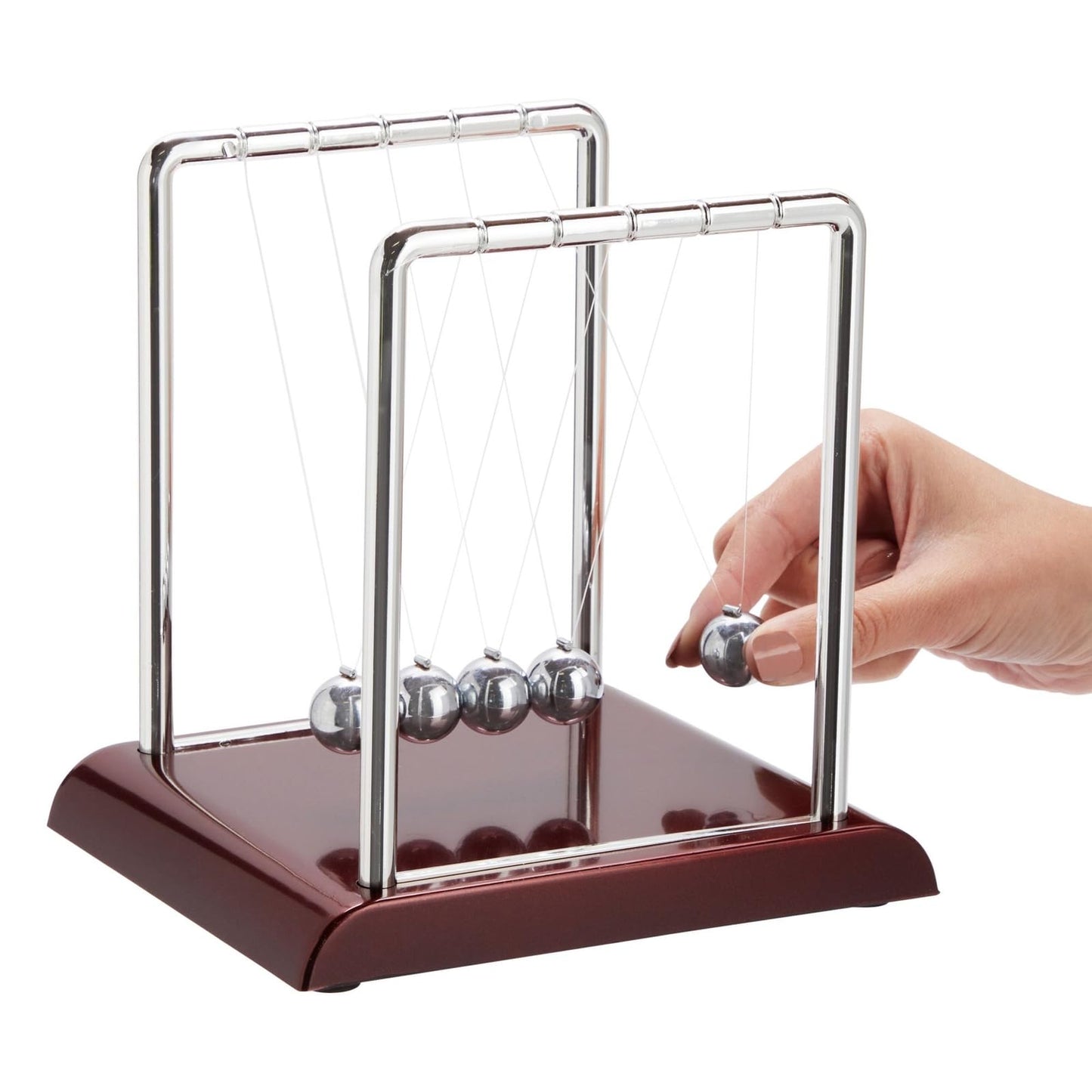 Juvale Newtons Cradle Pendulum - 7 x 6 x 7 in, Silver Stainless Steel - Desk Decor & Office Decor for Men - Stress Relief Desk Toy - Science Teacher Gift & Physics Toy