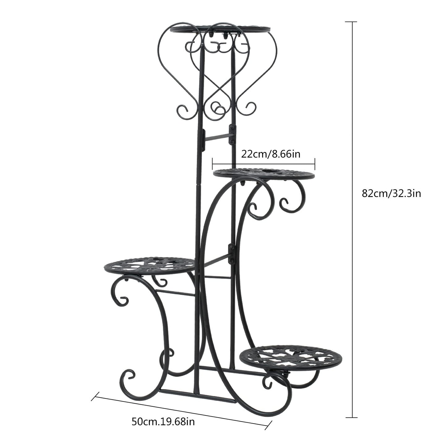 Metal Plant Stand 4 Potted Flower Pot Holder for Patio Garden Home Decor