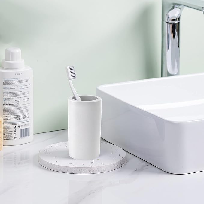 Diatomite Toothbrush Holder, BOJDOPIE Water Absorption Quick Drying Bathroom Countertop Organizer, Stand Cup for Toothpaste Makeup Brushes Razors