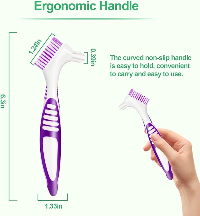 Denture Brush 6Pcs Denture Toothbrushes,Denture Cleaning Care Cleaning Brush,Double Sided Toothbrush for Denture Cleaning Care