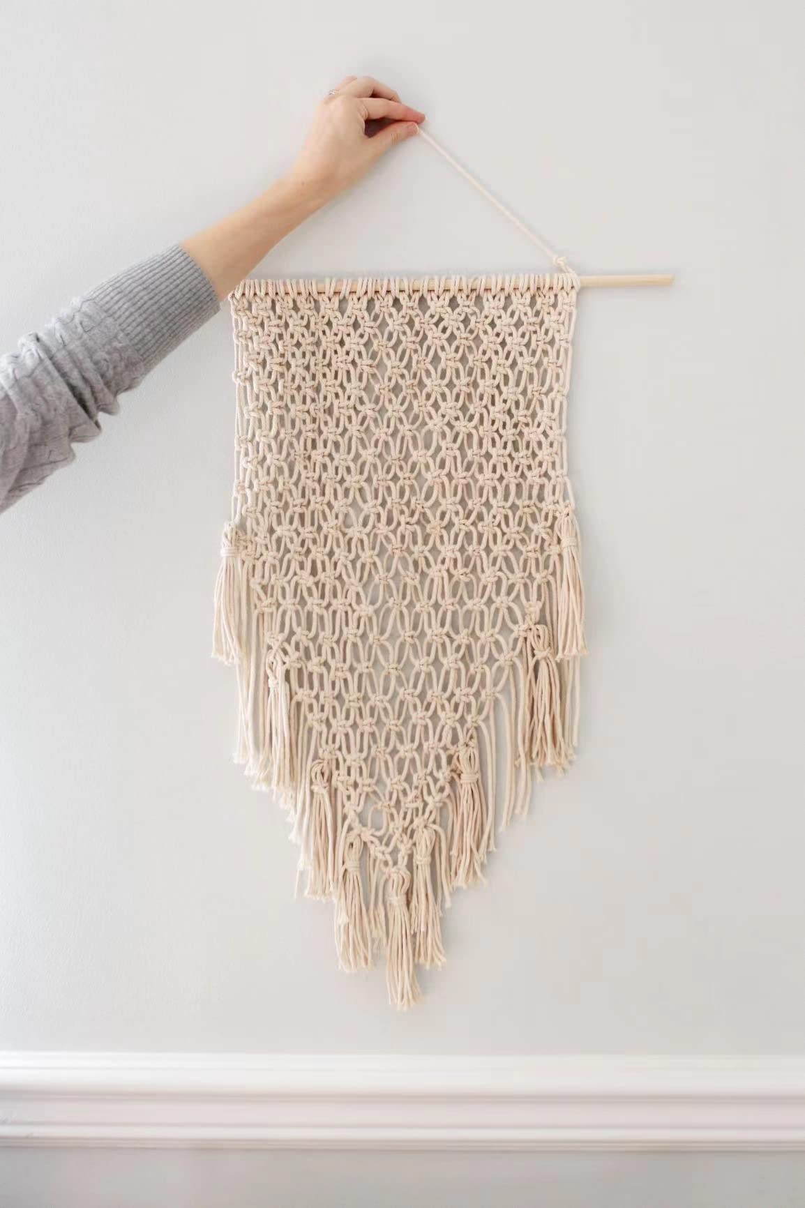Natural Cotton Macrame Rope - 3mm x 328Yards (984Feet), 4 Strands Twisted Macrame Cord for Wall Hanging, Plant Hangers, Crafts, Gift Wrapping and Wedding Decorations, Beige