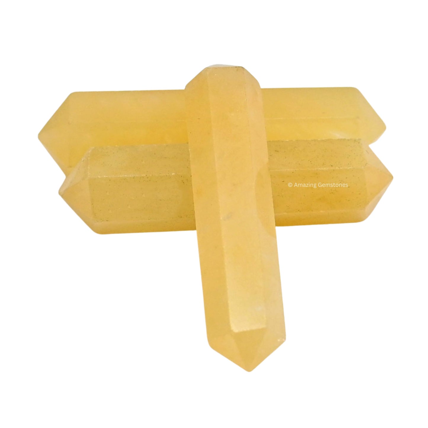 Amazing Gemstone Yellow Aventurine Crystal Points Bulk Healing Crystals and Stones - Pack of 3, Double Terminated Healing Wand Point Bulk Crystals for Crafts, Crystal Grid, DIY Work