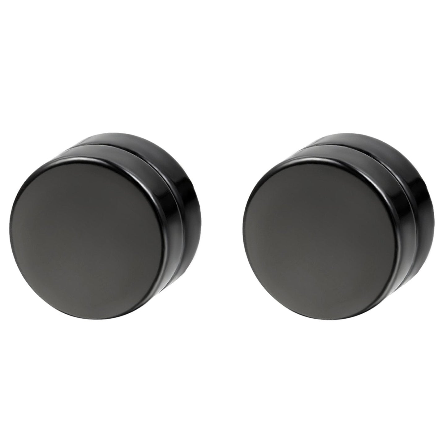 Rofusn Punk 10mm Stainless Steel Black Non-piercing Clip On Fake Cheater Stud Earrings for Men Women