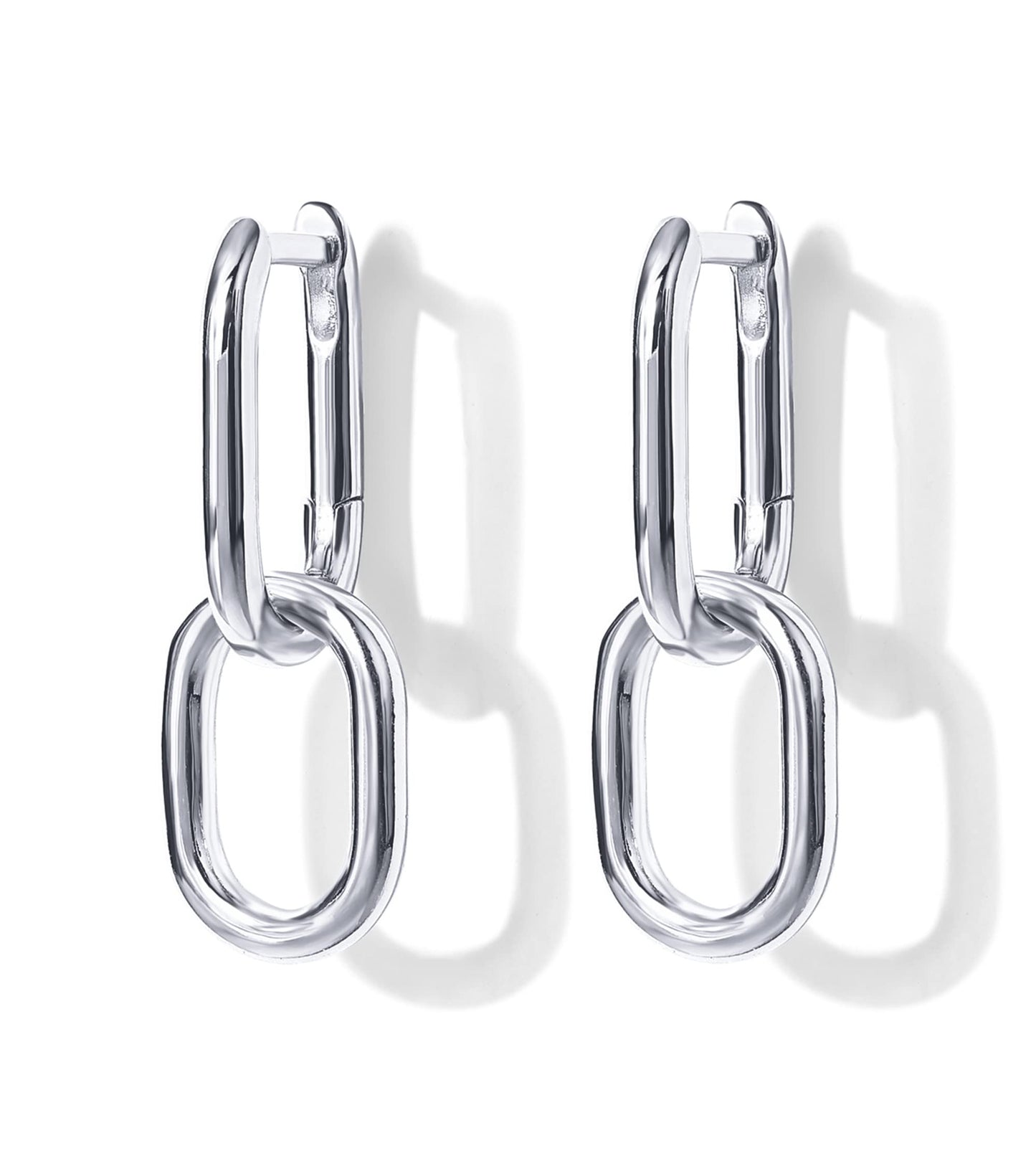 PAVOI 14K Gold Convertible Link Huggies (White Gold)
