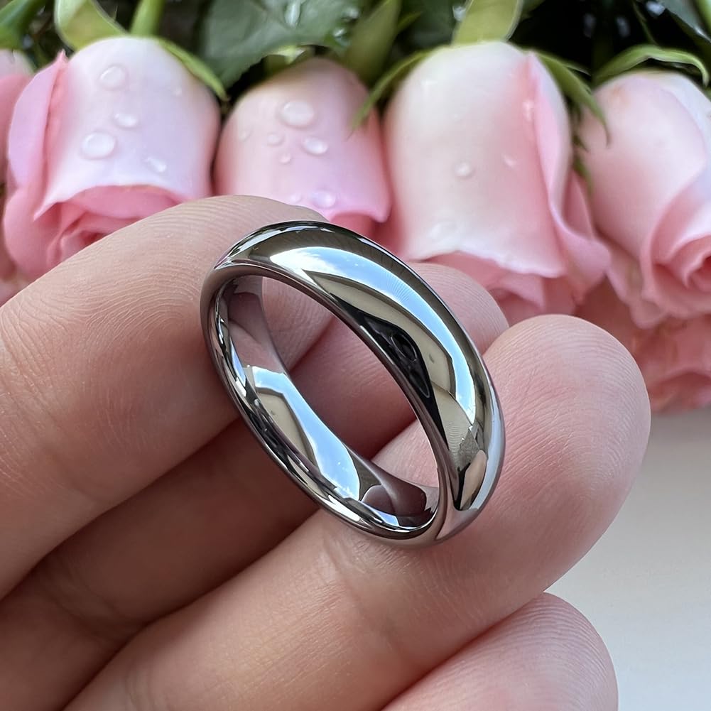 TUTISS 5mm Tungsten Carbide Rings for Men Women Engagement Wedding Bands Domed Polished Shiny Comfort Fit Size 9