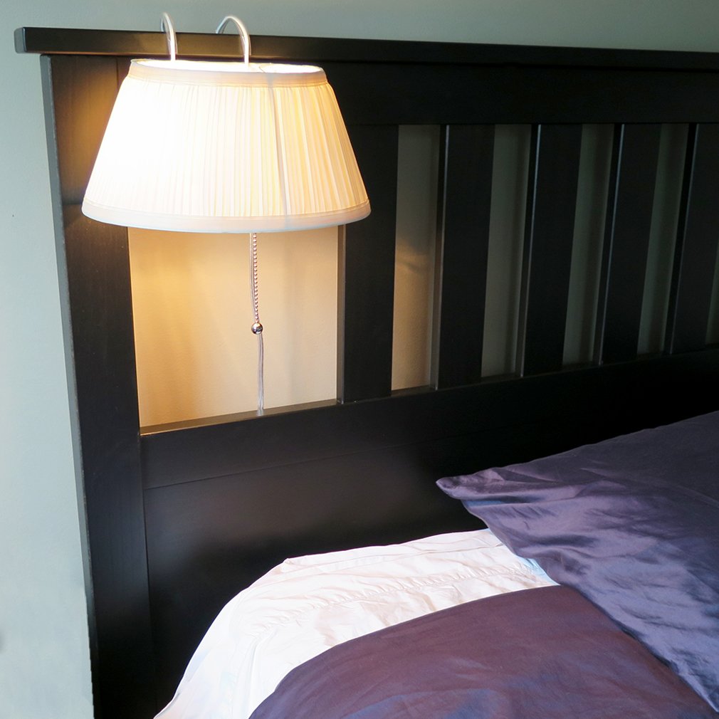 Evelots Bed Headboard Reading Lamp Book Light (2Pack) Soft Fabric Shade-Easy ON/OFF Pull Cord