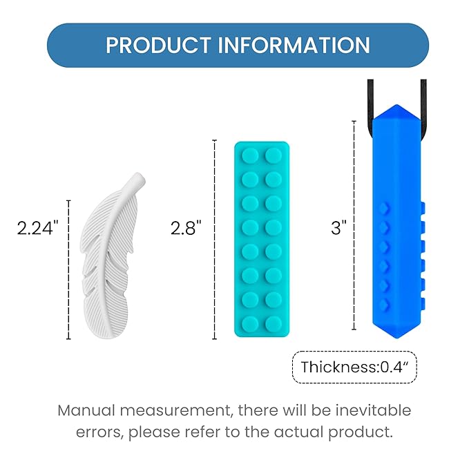 Chewy Necklaces for Sensory Kids, Silicone Chewable Toys, 6 Packs Oral Motor Aids Chewable Toys for Aggressive Chewers with Autism, ADHD, SPD, or Special Needs