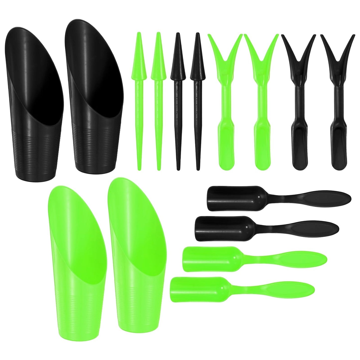M METERXITY 2-Set Garden Shovel Hand Tools Transplanting Succulent Cultivation Digging Scoops Kits, Plastic Mini Garden Tool Set for Flower Planting/Bonsai Potting [Green, Black]