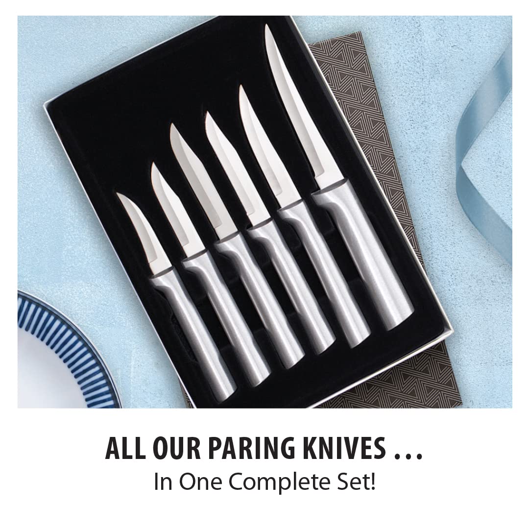 Rada Cutlery All-Star Paring Gift Set (S52) with Quick Edge Sharpener (R119), 6-Piece Knife Set and Knife Sharpener, Stainless Steel Blades, Silver Handle