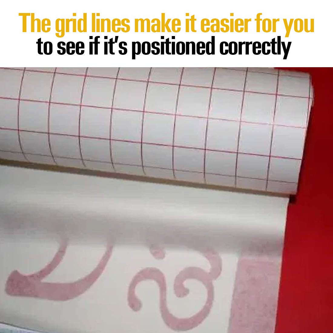 JH Best Crafts 12" X 25' Feet Roll Transfer Paper w/Grid- Perfect Alignment of Cameo or Cricut Self Adhesive Vinyl for Decals, Walls, Signs, Ceramics, Glass, Windows and Other Smooth Surfaces