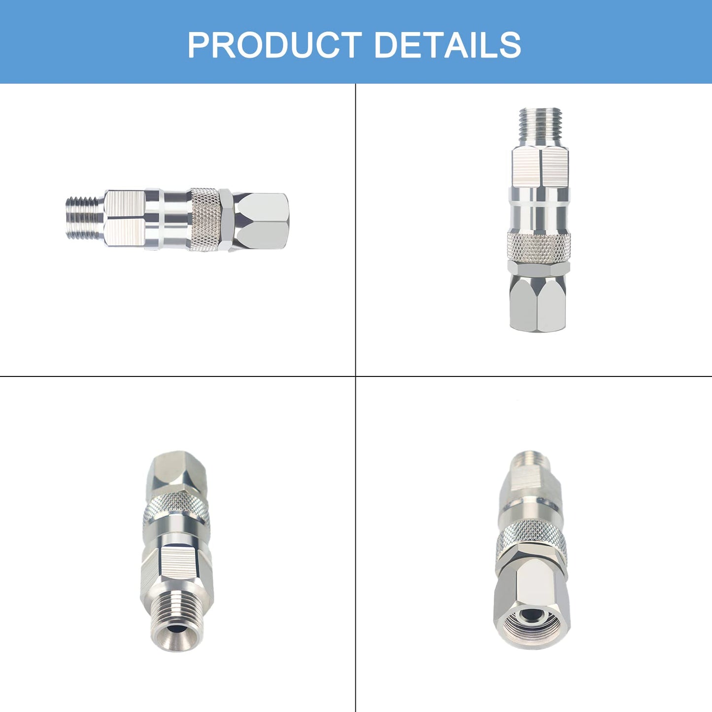 Sprayer Joint 360 Degrees Rotate Stainless Steel Airless High Pressure Spray Gun Hose Swivel Joint Connector Accessories for Paint Sprayers & Hose (1/4inch)