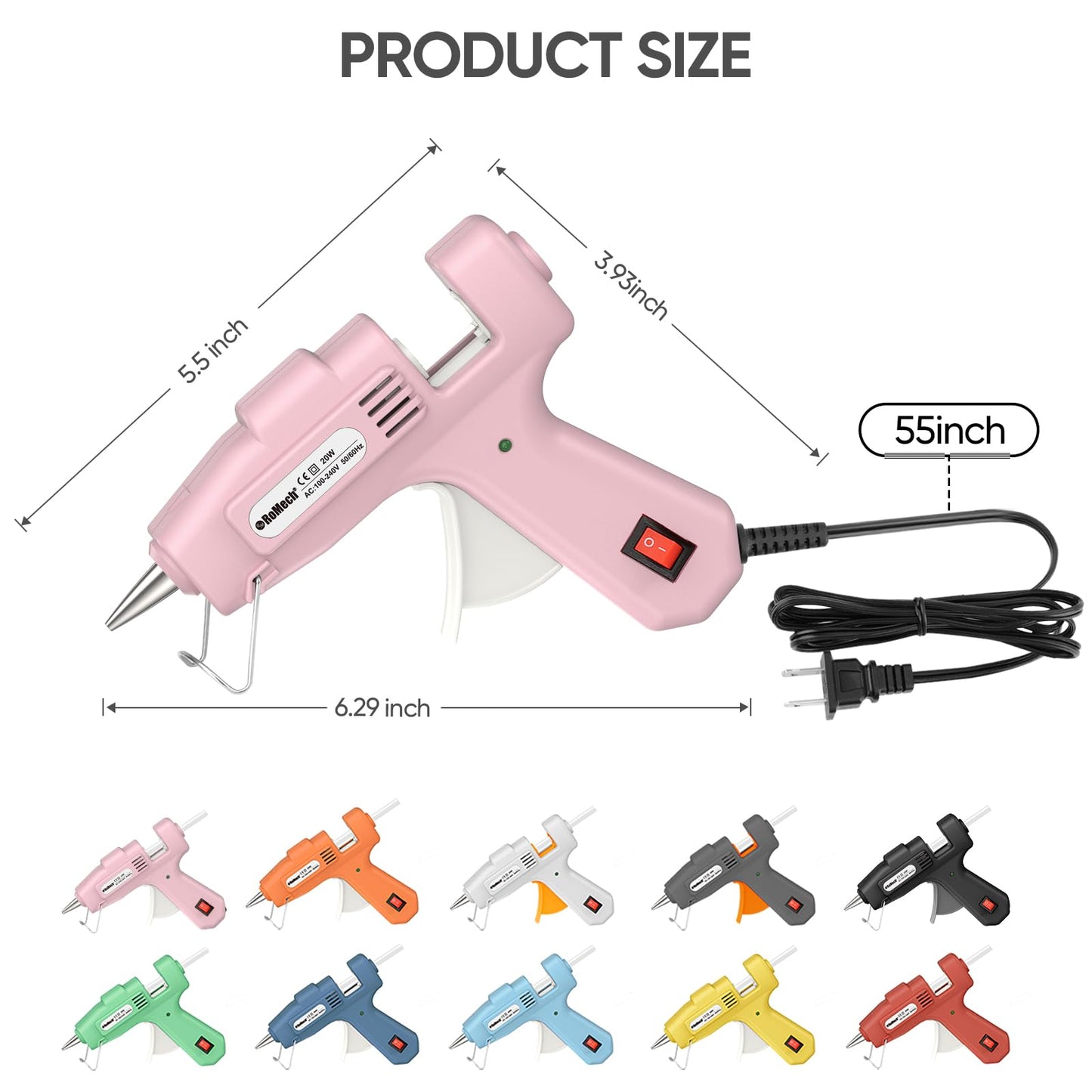 ROMECH 20W Mini Hot Glue Gun with 30 Glue Sticks Set, Fast Preheating Hot Glue Gun Kit Heavy Duty Gluegun for Craft, DIY, Repairs (Pink)