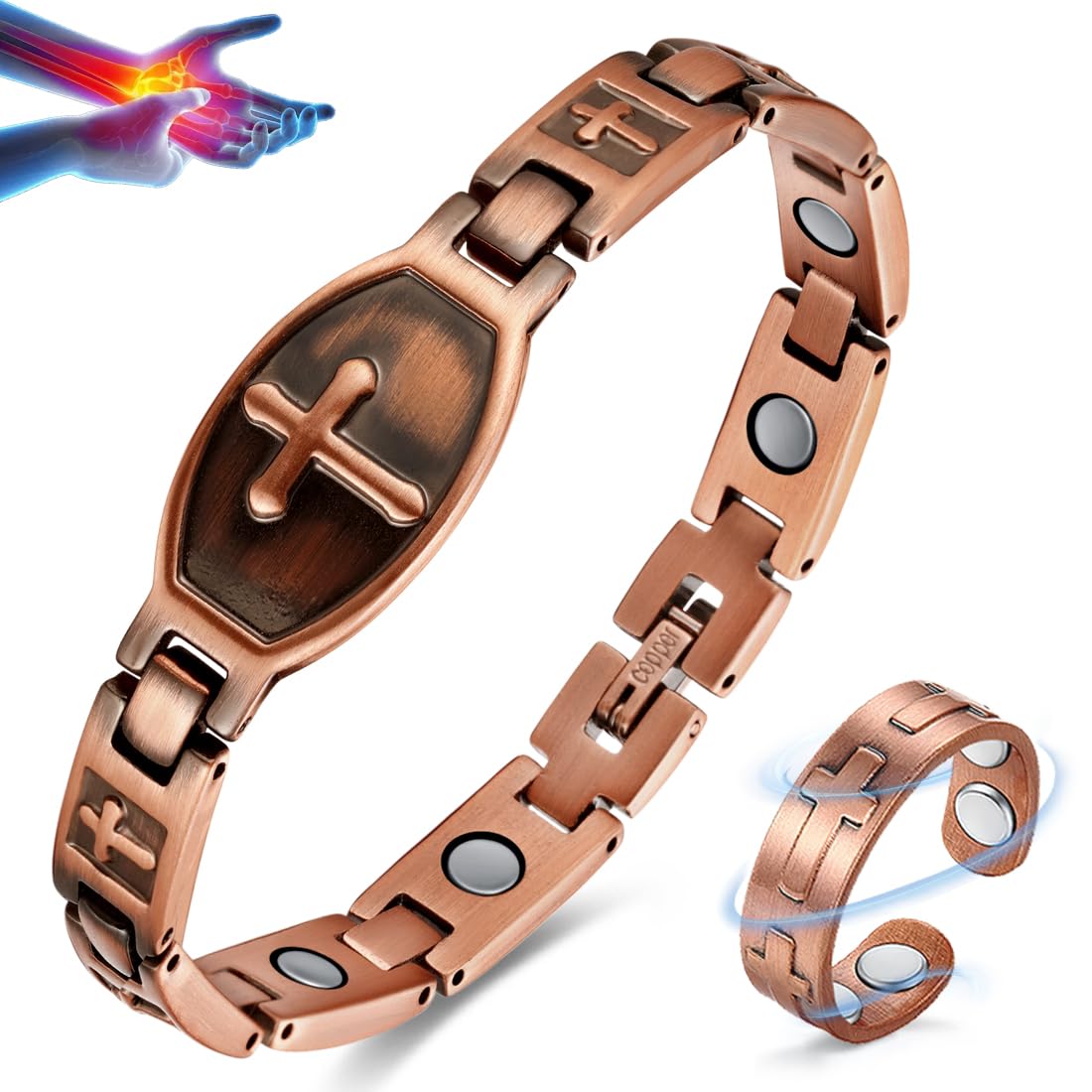 Vicmag Copper Magnetic Bracelet for Women 99.9% Solid Pure Copper Strong Magnets Jewelry Gift Adjustable Length