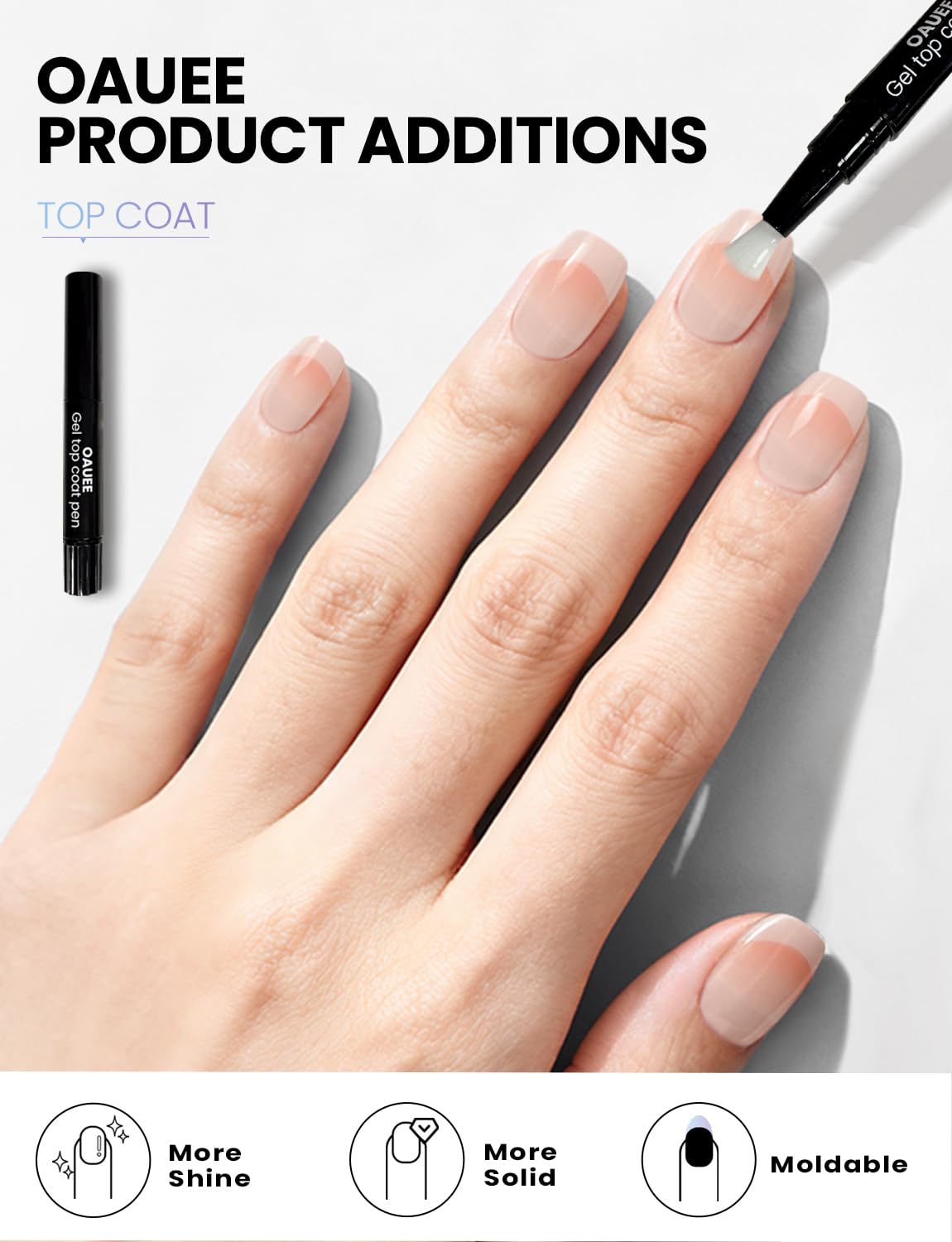 Oauee Semi Cured Gel Nail Strips | Built-In Gel Top Coat | UV Light Required | Salon Quality, Easy Application And Removal (Pink Elegance）