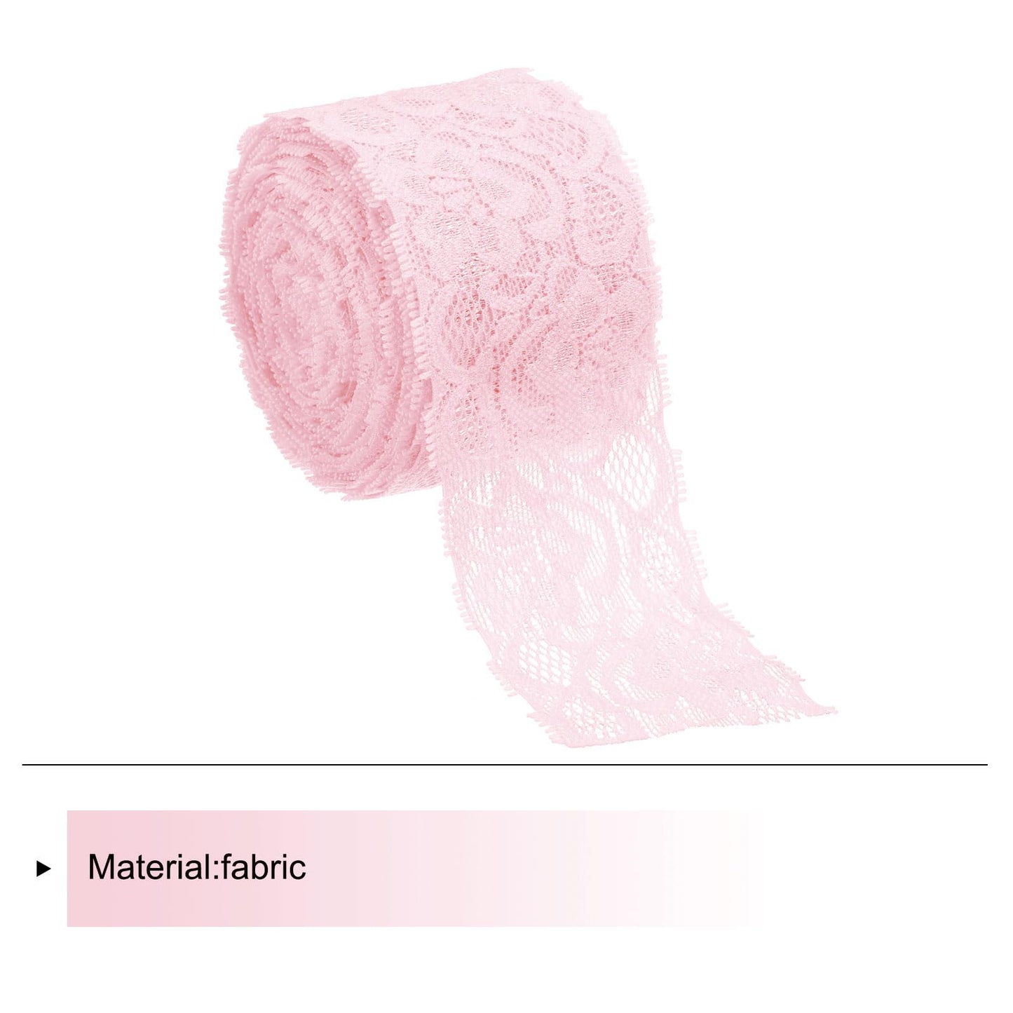 MECCANIXITY Lace Trim 10 Yards 2 Inch Flower Elastic Lace Ribbons for Craft Gift Package Decoration Wedding Headbands Pink