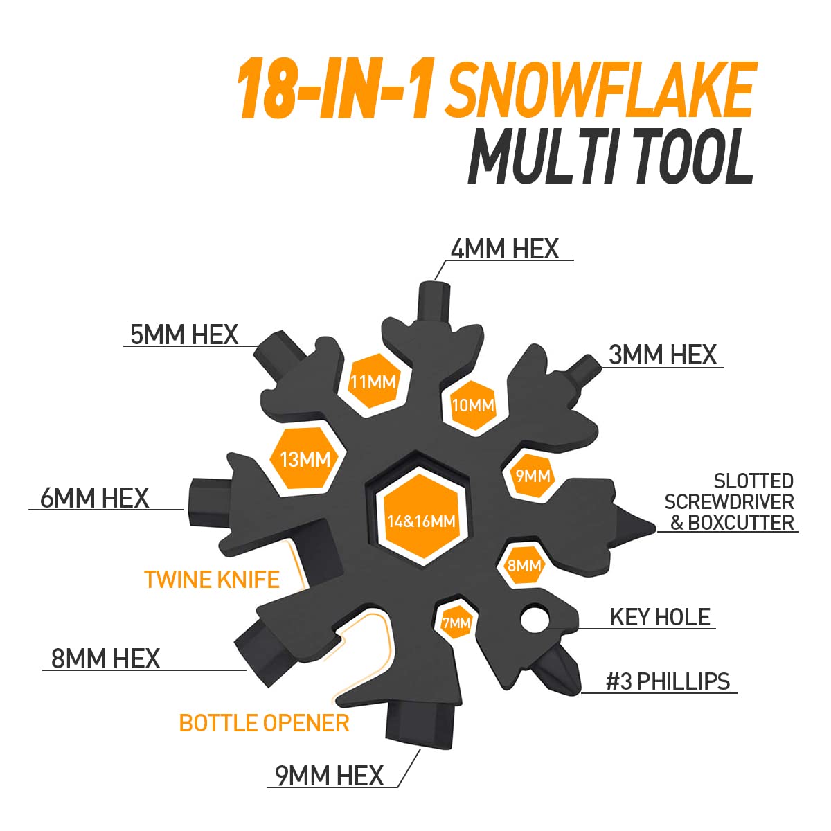 Gifts for Men 18-in-1 Snowflake Multitool, Anniversary Birthday Gift for Men Dad Him Husband Grandpa, Father Day Gift for Dad Who Have Everything, Cool Gadgets Tools