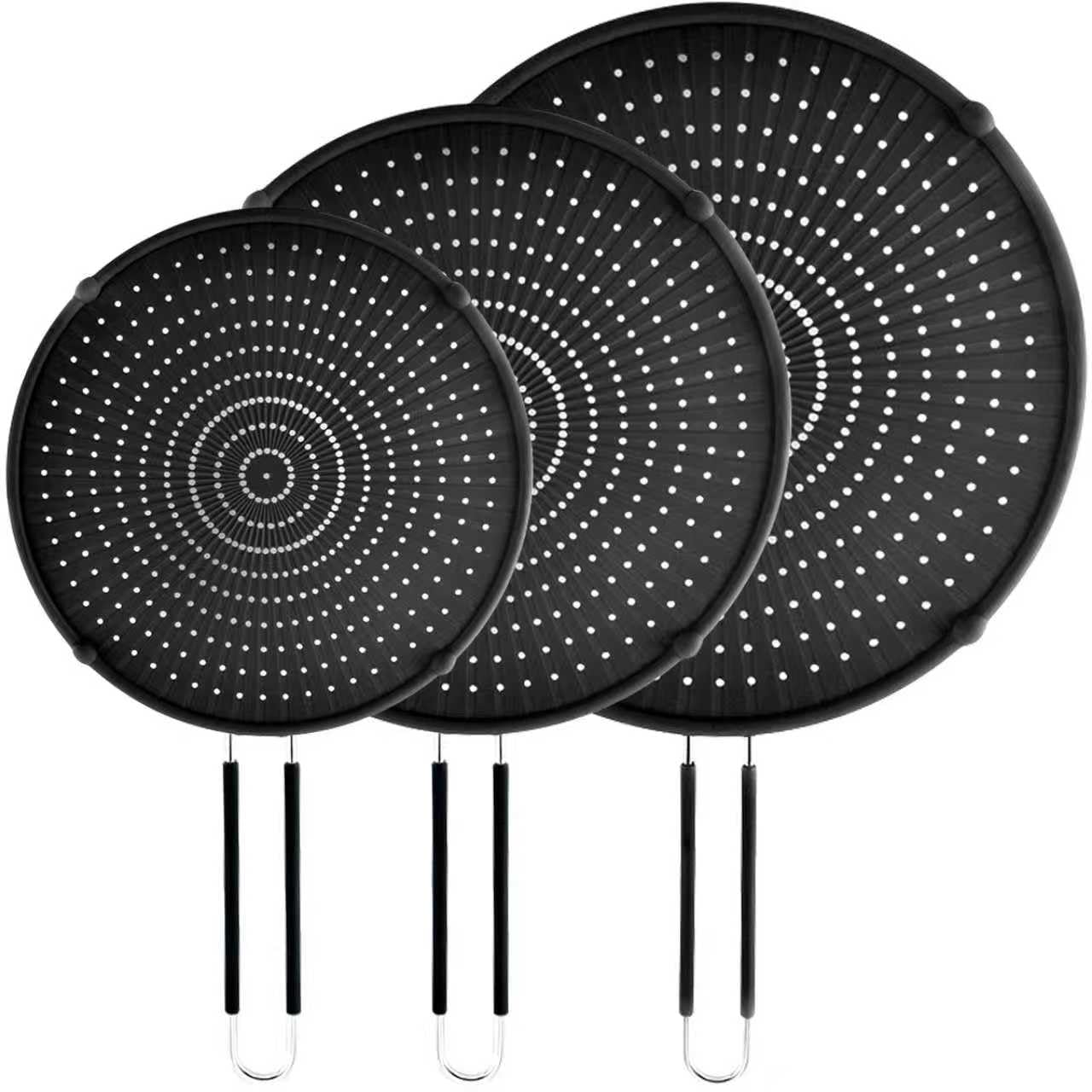 PLACHIDAY Splatter Screen for Frying Pan,Silicone Grease Splatter Guard, Heat-Resistant Splatter Guards for Cooking,Dishwasher Safe (9.8", 11.4", 13")