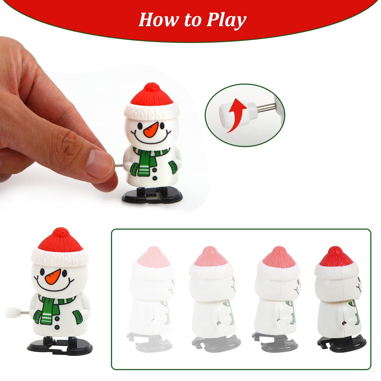 CCINEE 12 Packs Christmas Wind Up Toys Assorted Clockwork Toys Stocking Stuffers for Christmas Party Goody Bag Filler