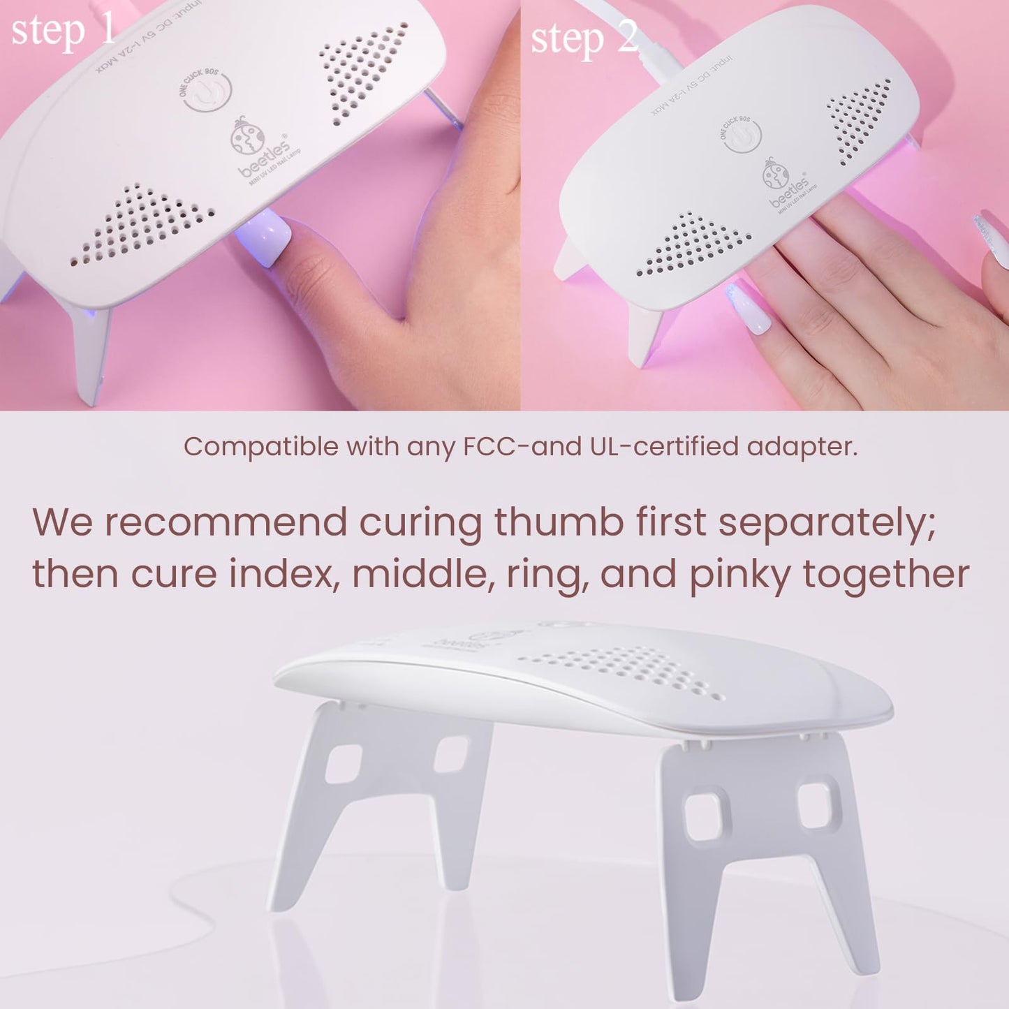 Beetles Uv Light for Nails Mini Nail Lamp Poly Nail Gel Curing Lamp Nail Gel Portable UV Led Nail Light for Gel Top Coat Gel Nail Polish Manicure Tool DIY Nail Art