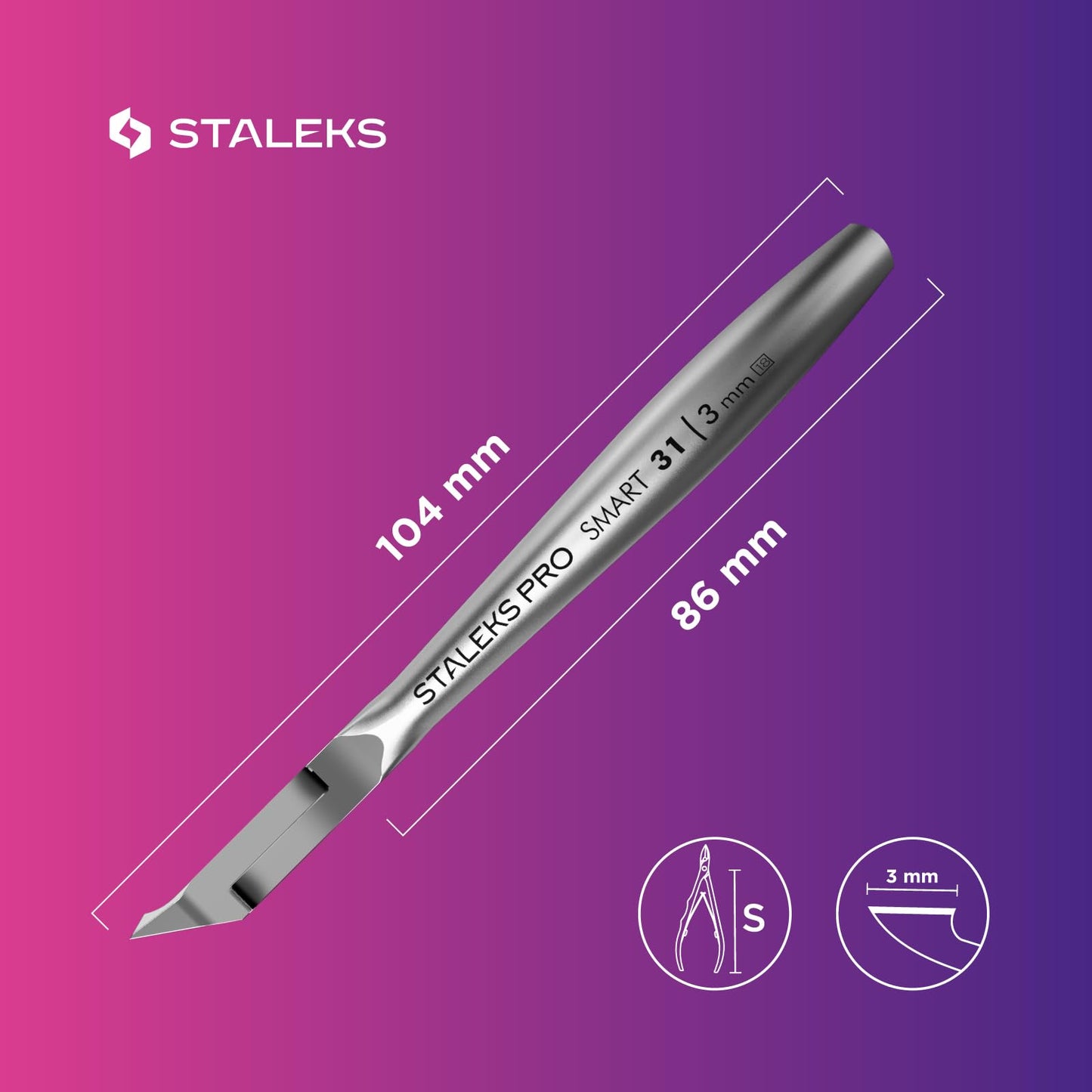 Staleks Pro SMART 31 Cuticle Nippers – 3mm Blade Cuticle Trimmer – Sharp & Durable Stainless Steel – Professional Manicure Tool