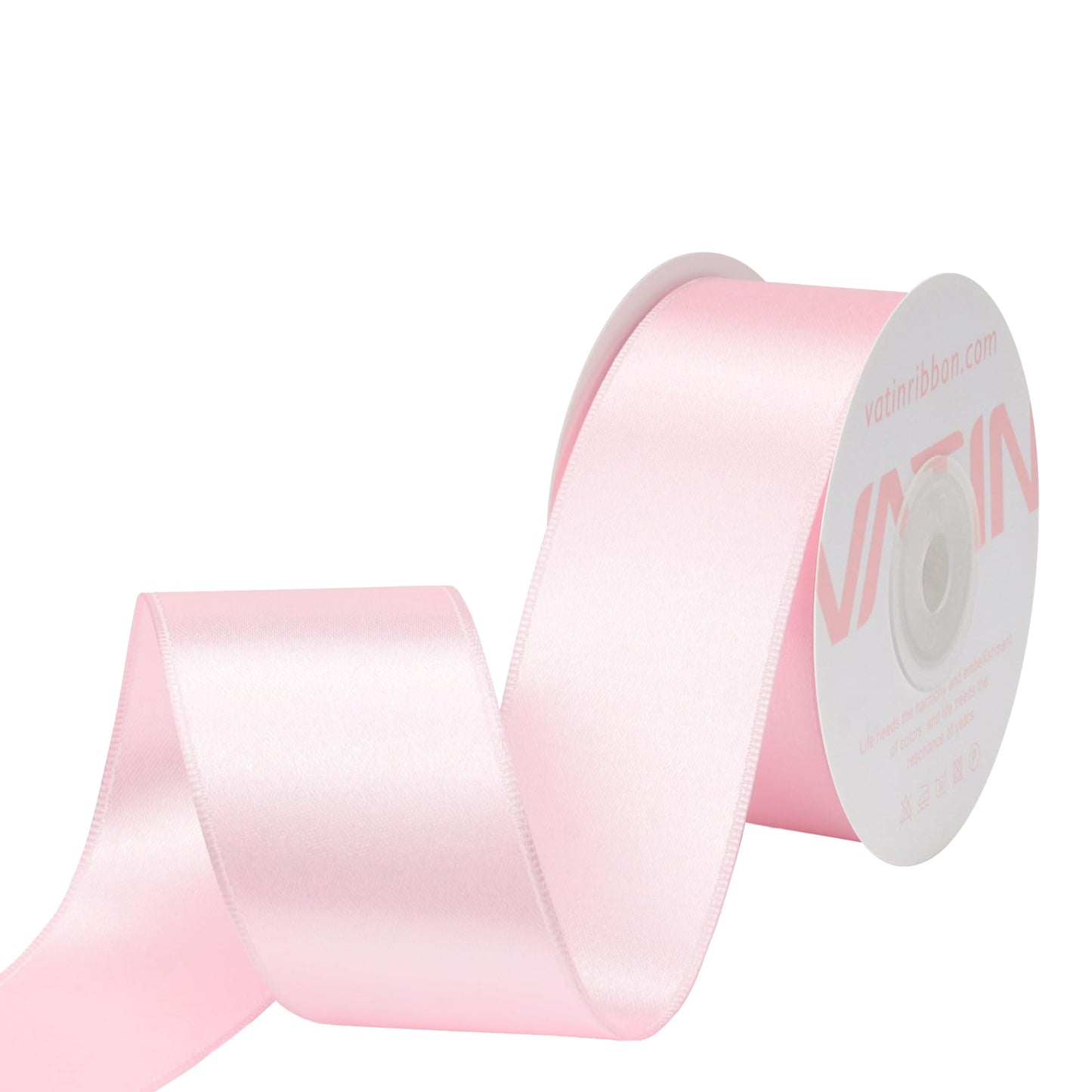 VATIN Light Pink Satin Wired Ribbon 1-1/2" Pink Satin Wired Ribbon for Gift Wrapping Decoration Crafts Home Decor -Continous 10 Yards