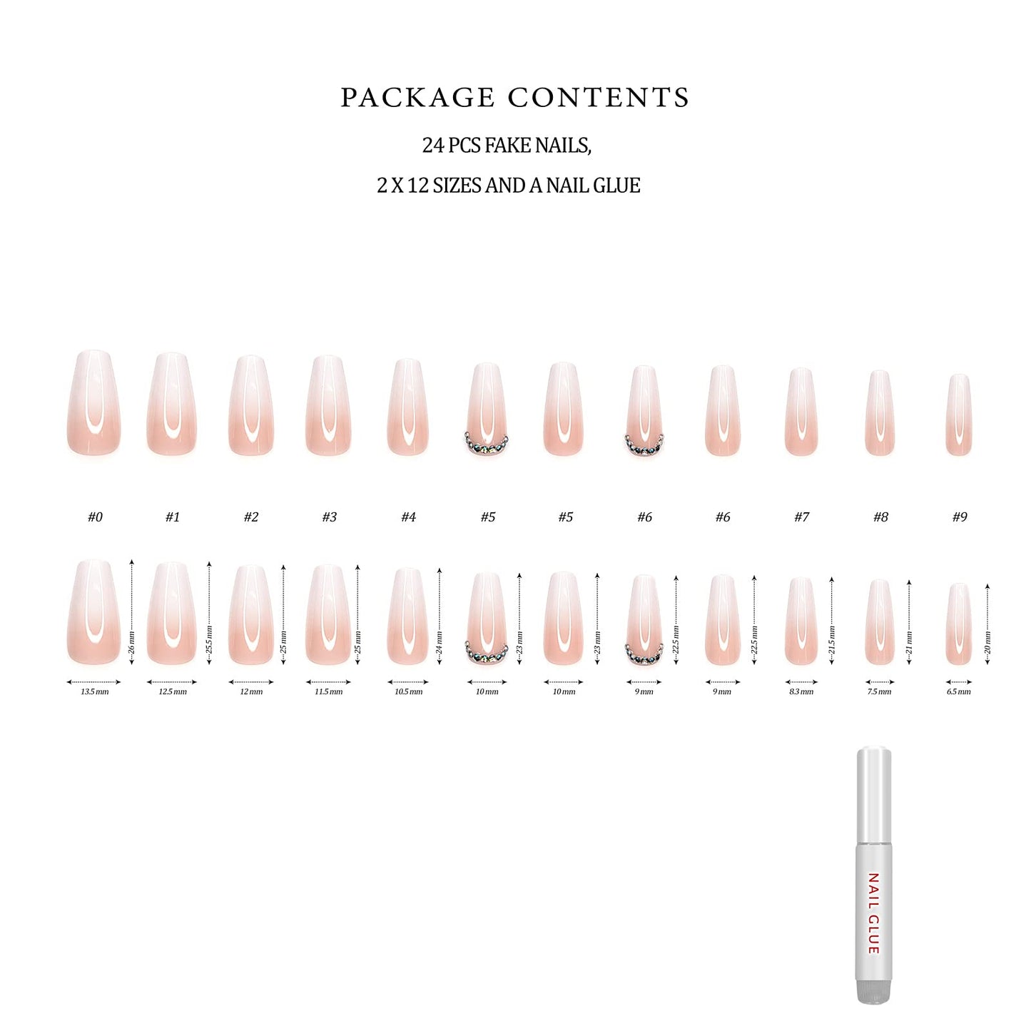 Hypnaughty Press On Nails - Rhinestone & Rhinestone Noir Coffin, Trendy & Salon Quality Reusable Nails With Kit
