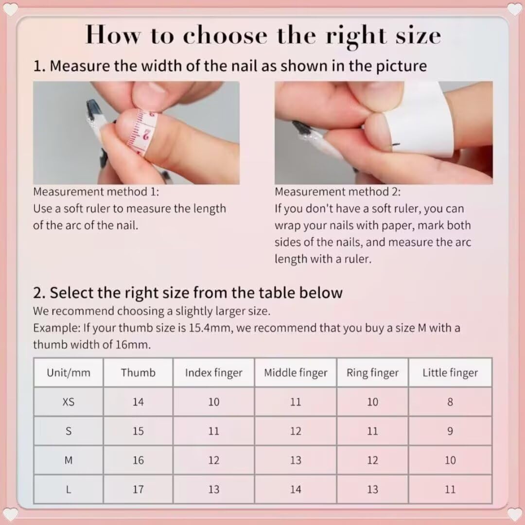 MAGLFELL Press On Nails, 10 Pcs Handmade French Square Fake Nails, Reusable Artificial Unique 3D False Nails for Women 3D Acrylic Nails Kit (Size M)
