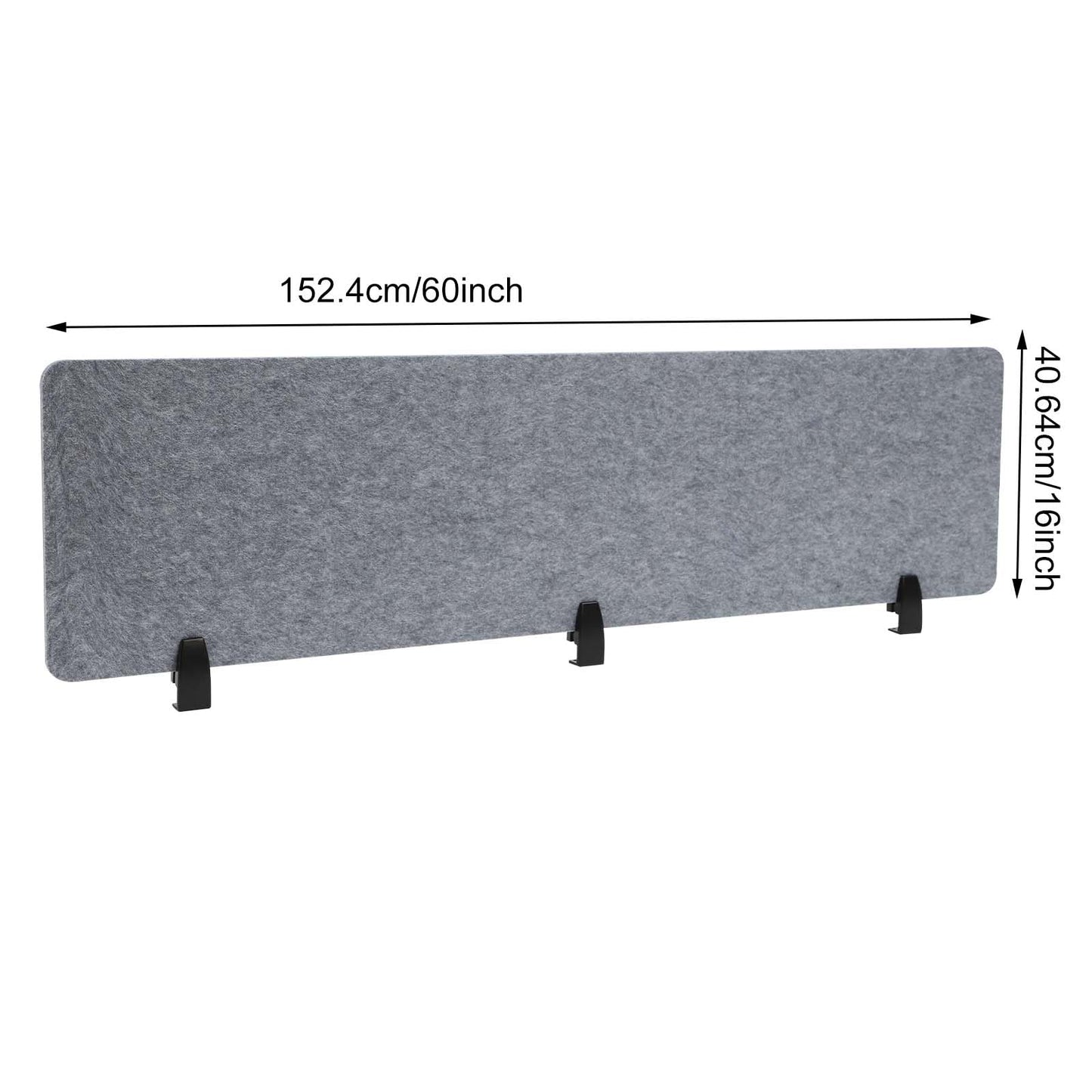 ReFocus Raw Clamp-On Acoustic Desk Divider Mounted Privacy Panel Set – Reduce Noise & Visual Distractions for Office, Study (Castle Gray, 2× Panels (60"×16"))