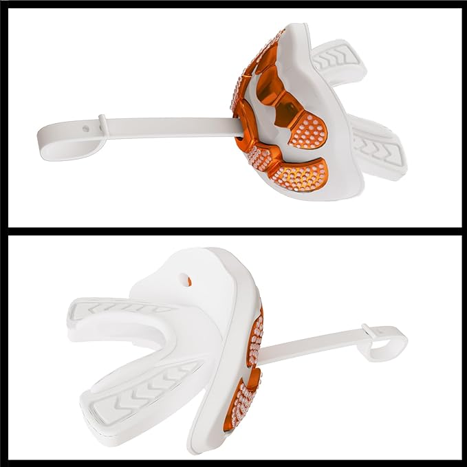 LeCool Football Mouth Guard with Connected Strap- 3D Beast Chrome Adult and Youth Mouth Guard-Mouth Piece for Sports for Maximum Air Flow and Teeth Protection