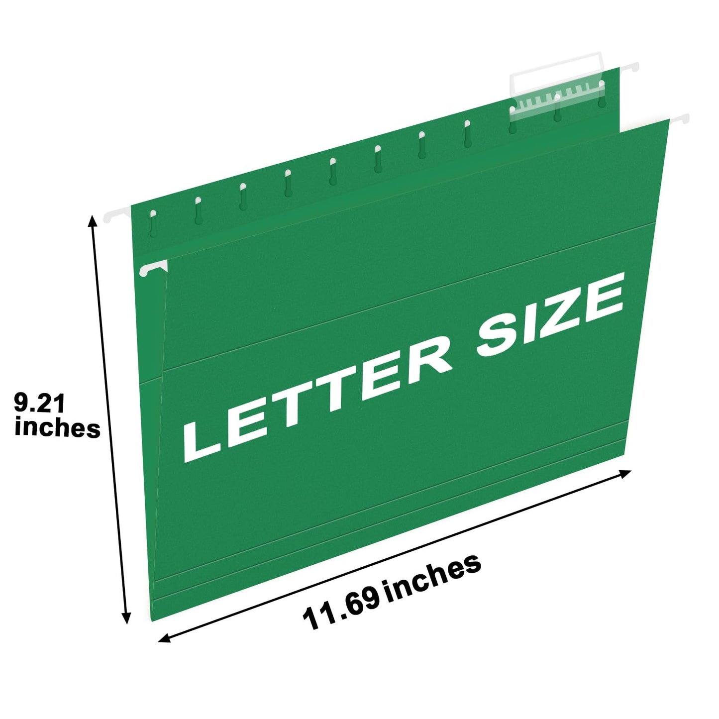 HERKKA Hanging File Folders, 60 Pack Reinforced Letter Size Hanging Folders, Designed for Bulky Files, Filing Cabinet, 1/5-Cut Adjustable Tabs (Green)