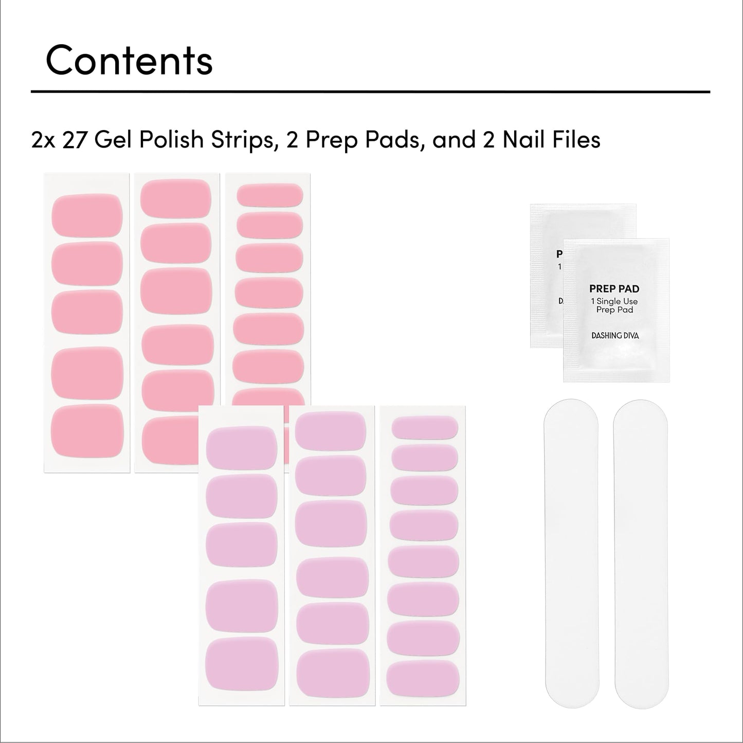 Dashing Diva Gloss Nail Strips Bundle - The Soft Pink Collection - Lovely Pink & Attitude - UV Free, Chip Resistant, Long Lasting Gel Stickers - Contains 2 Sets