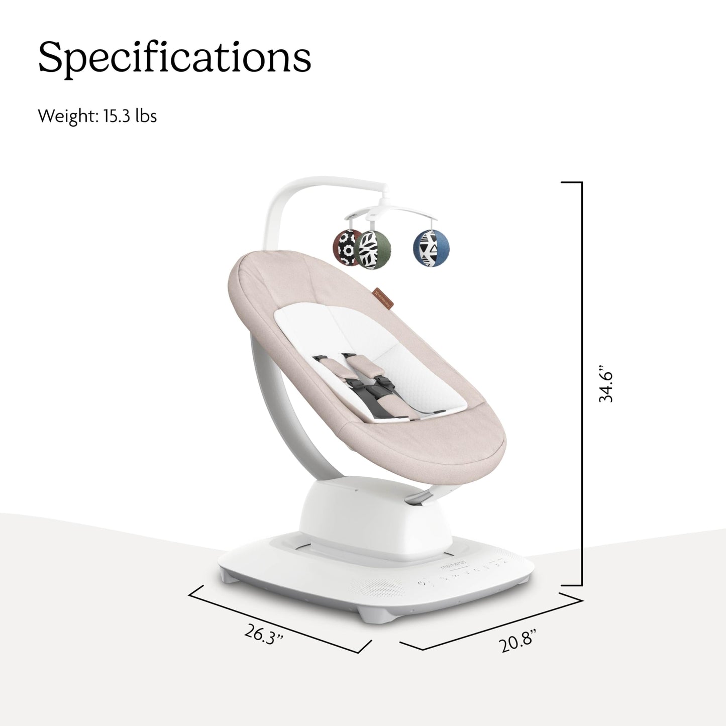 UPPAbaby Mamaroo Smart Swing – Customizable Soothing Modes with MotionSync Technology – Infant Recline + Bluetooth Enabled – Included Newborn Insert – Charlie (Sand Mélange)