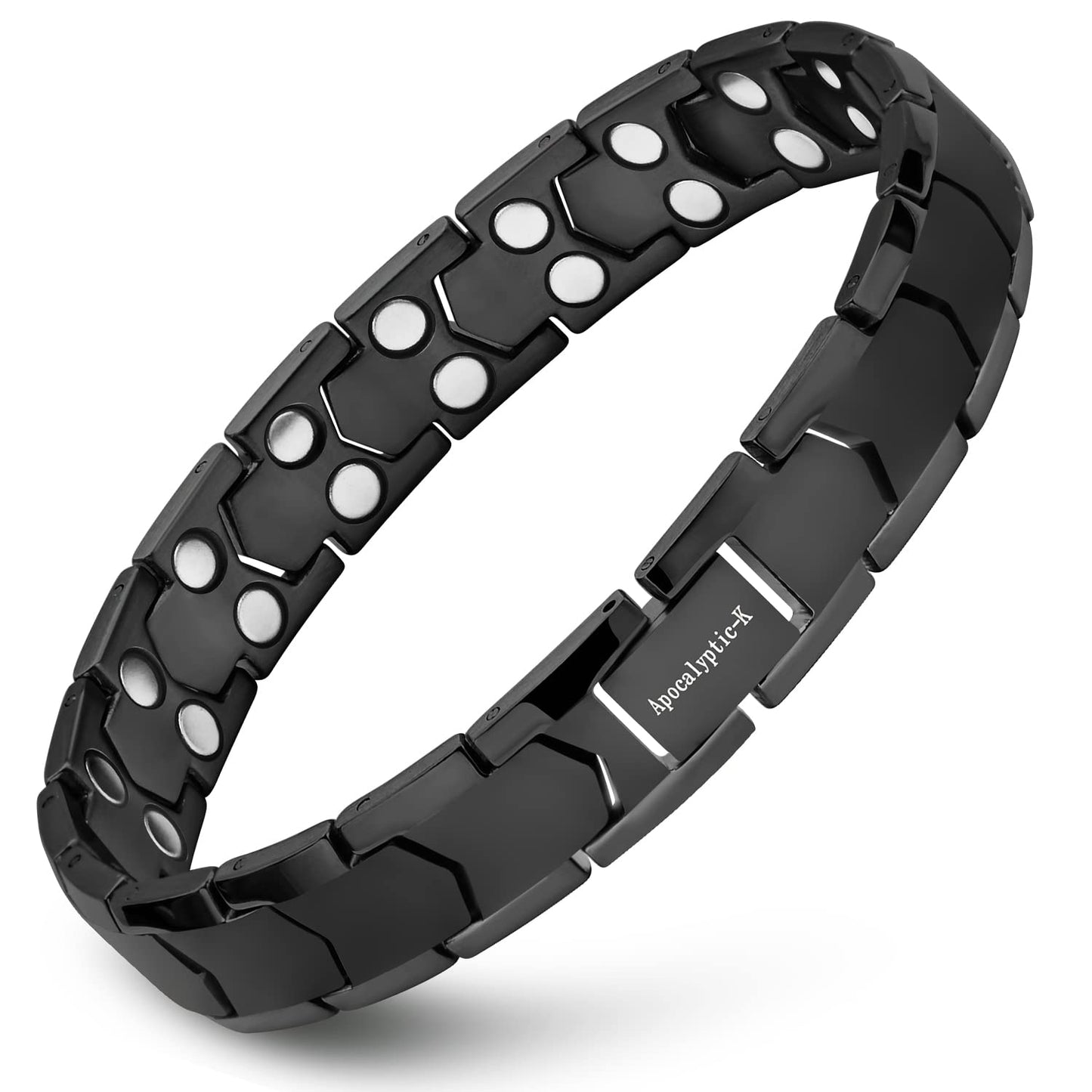 Apocalyptic-K Magnetic Therapy Bracelets,Men's TITANIUM Magnetic Bracelets，Ultra Strength，Pure Titanium (Lightness),Eliminate Static Electricity (Black bracelets)